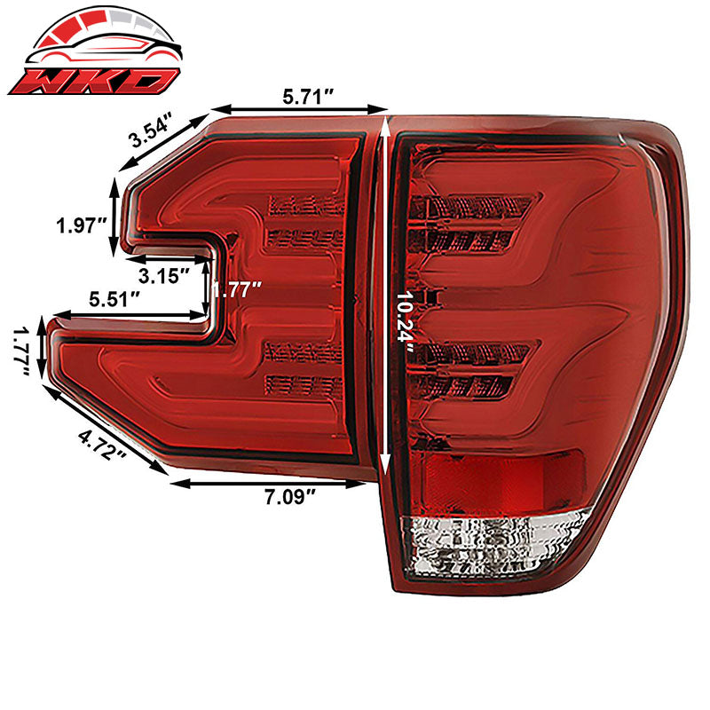 Fits 09-14 Ford F150 Sequential LED Tail Lights Red Lens Clear Housing