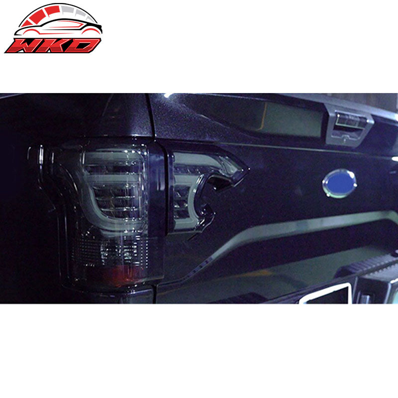 Fit 15-17 Ford F-150 Sequential LED Tail Lights Smoke Lens Chrome