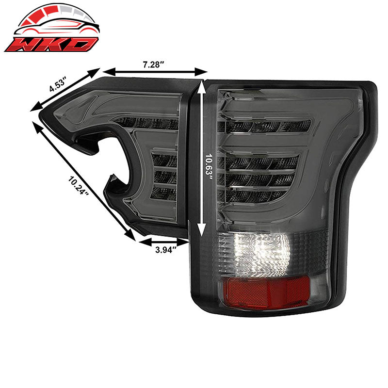 Fit 15-17 Ford F-150 Sequential LED Tail Lights Smoke Lens Chrome
