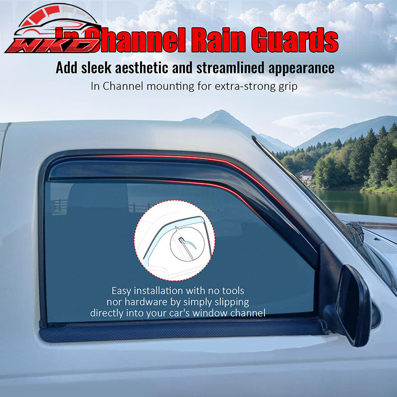 For 04-14 Ford F150 Extended Cab Window Visor Deflectors In Channel Acrylic Vent