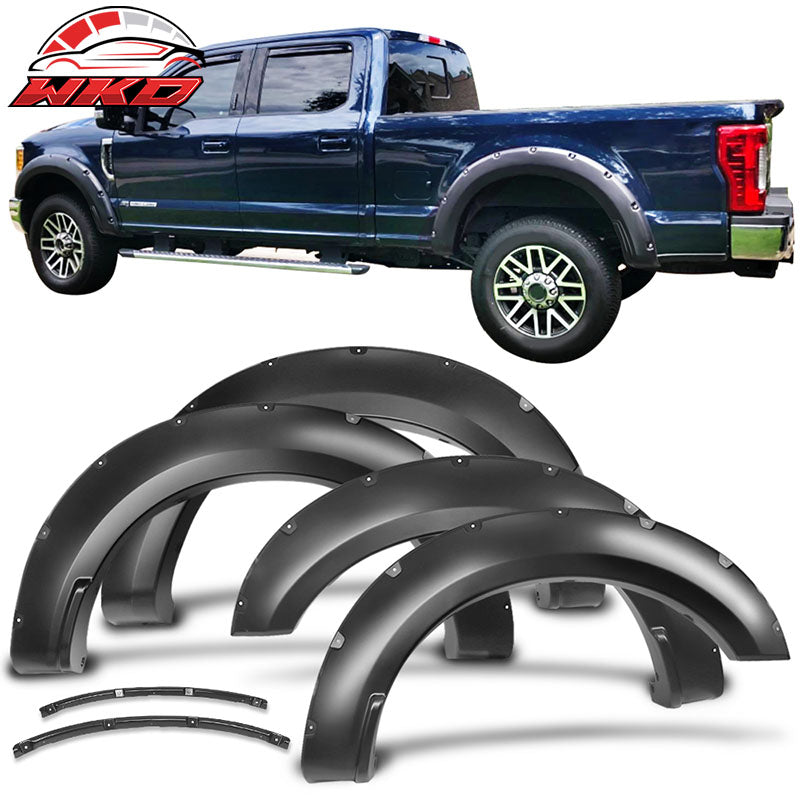 Fits 17-22 Ford F250 F350 Super Duty Pocket Rivet Style Fender Flares Wheel Arch