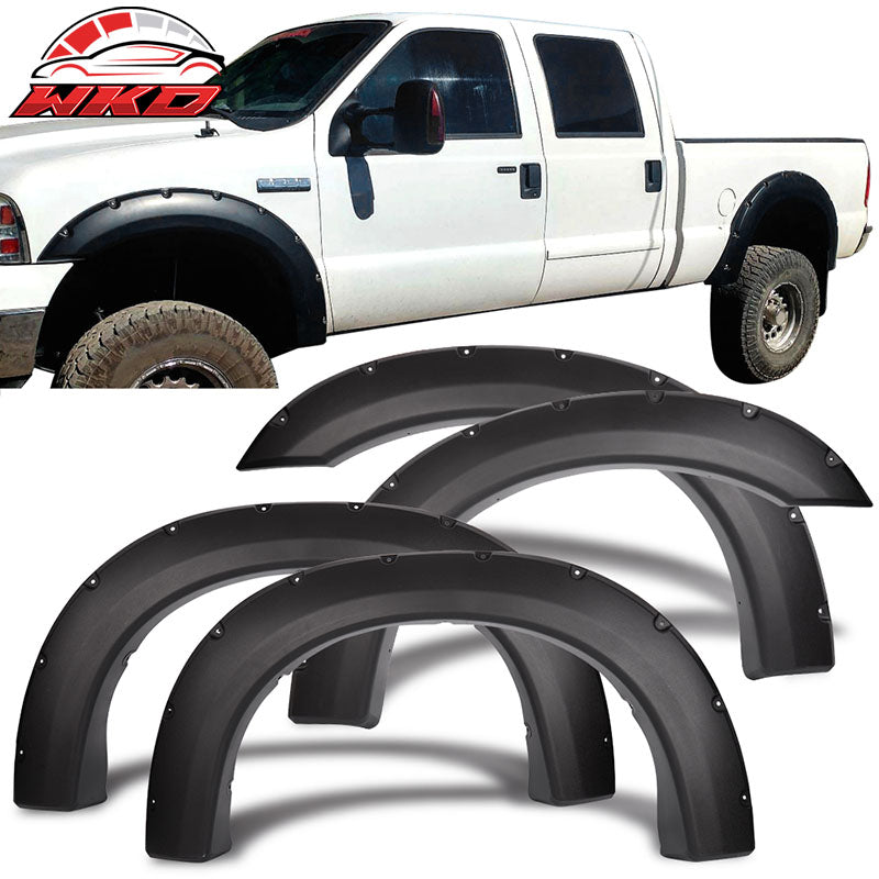 Fits 99-07 F250 F350 Superduty Pocket Rivet Style Textured PP Fender Flares
