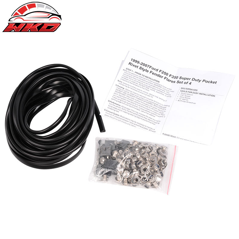 Fits 99-07 F250 F350 Superduty Pocket Rivet Style Textured PP Fender Flares