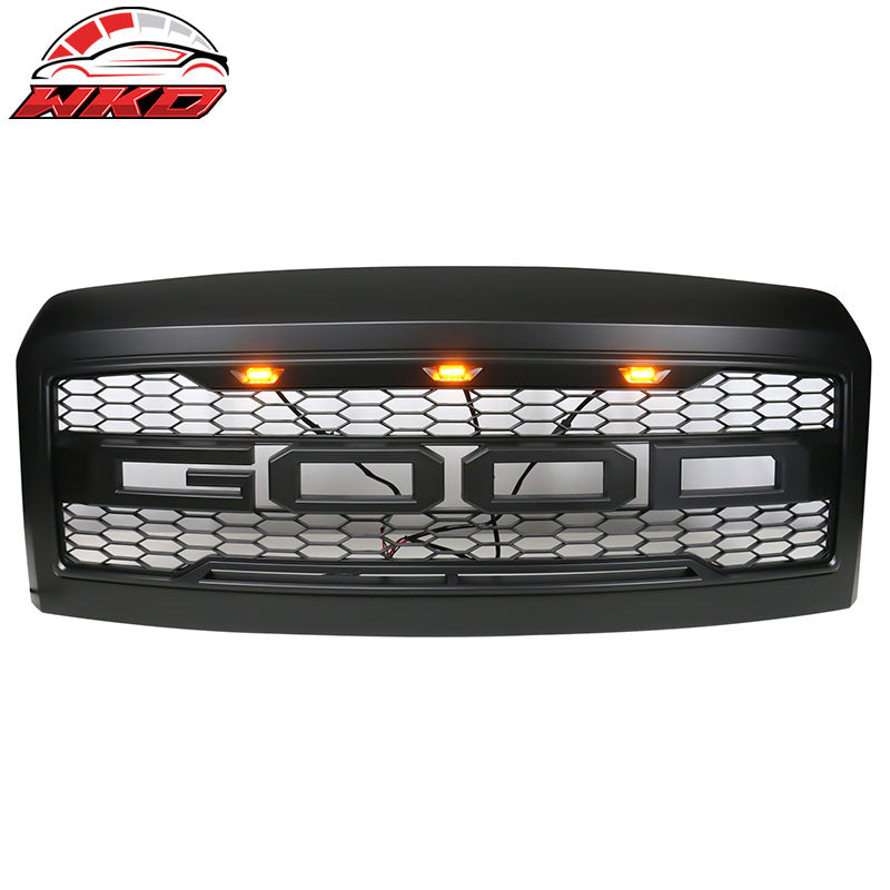 Fits 08-10 Ford F250 F350 R Style Front Upper Grille W/ Letters Matte Black