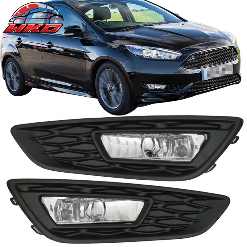 Fits 15-17 Focus OE Style Pair Front Fog Light Lamps Bezels - Sport SE Version