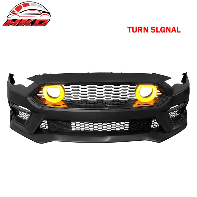 For 18-23 Mustang Mach 1 Front Bumper Conversion LED Grille Handling Package Lip