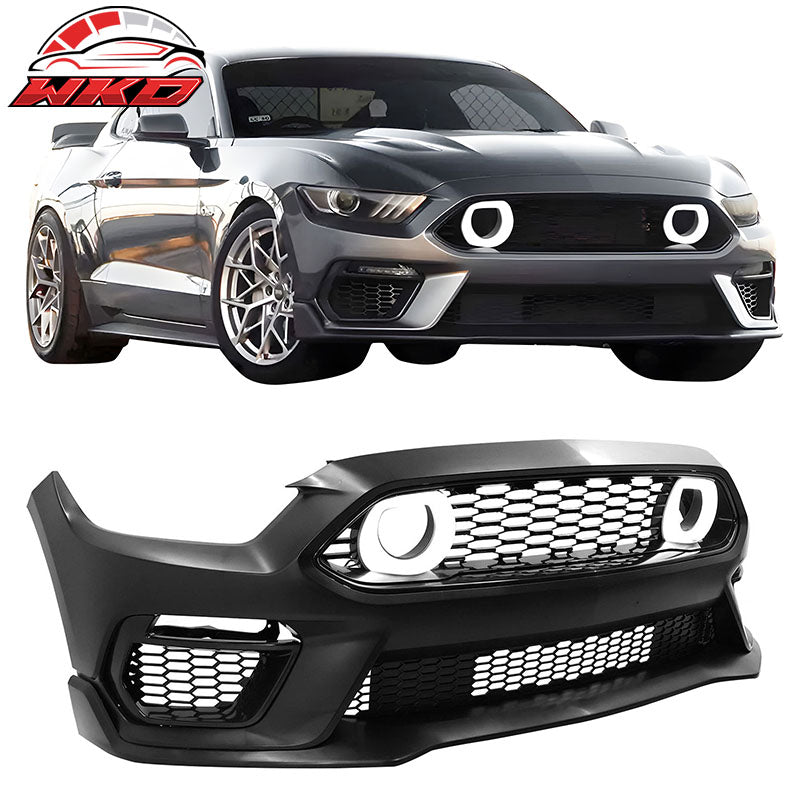 Fits 15-17 Ford Mustang Mach 1 Style Front Bumper Cover W/ Chin Lip LED Grille