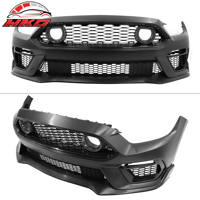 Fits 15-17 Ford Mustang Mach 1 Style Front Bumper Cover W/ Chin Lip LED Grille