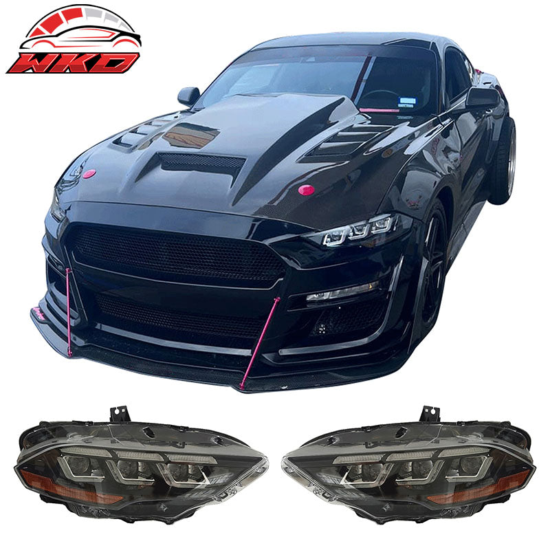 For 18-23 Mustang Mach 1 Front Bumper Cover Conversion LED 2024 Headlight W/ Lip