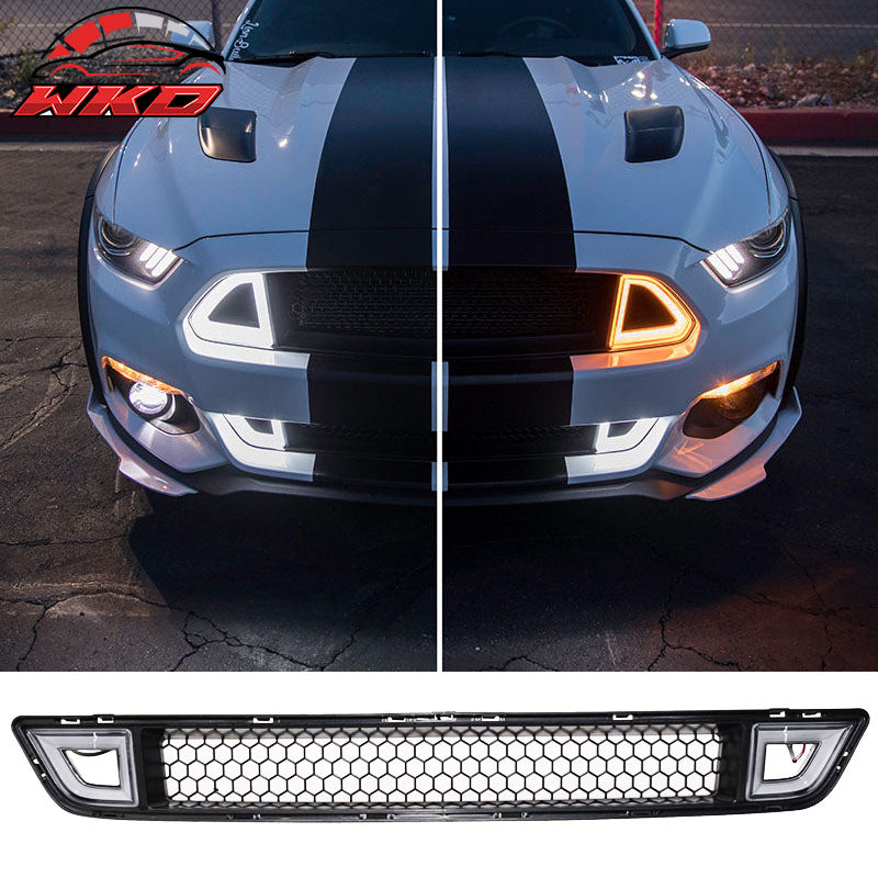 DRL LED Fits 15-17 Mustang IKON Style Front Lower Grill Mesh Grille With Light