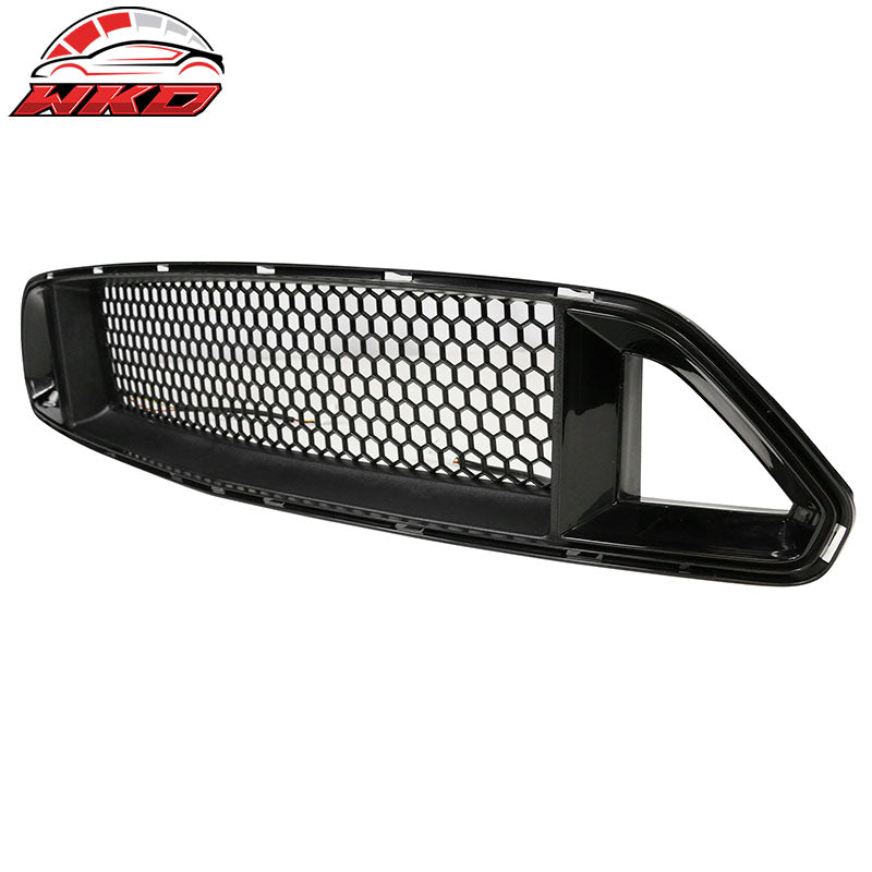 Fits 15-17 Ford Mustang IKON Style Front Upper Grille W/White DRL Yellow Signal