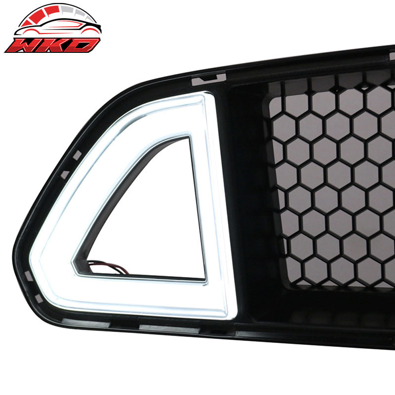 Fits 15-17 Mustang Front Hood Upper Grille White DRL LED With Amber Turn Signal