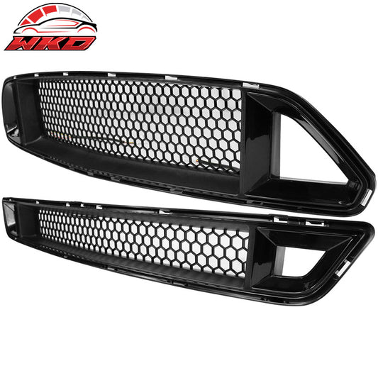 Wholesale 15-17 Mustang Front Upper + Lower Mesh Grille Smoked DRL LED W/ Turn Signal
