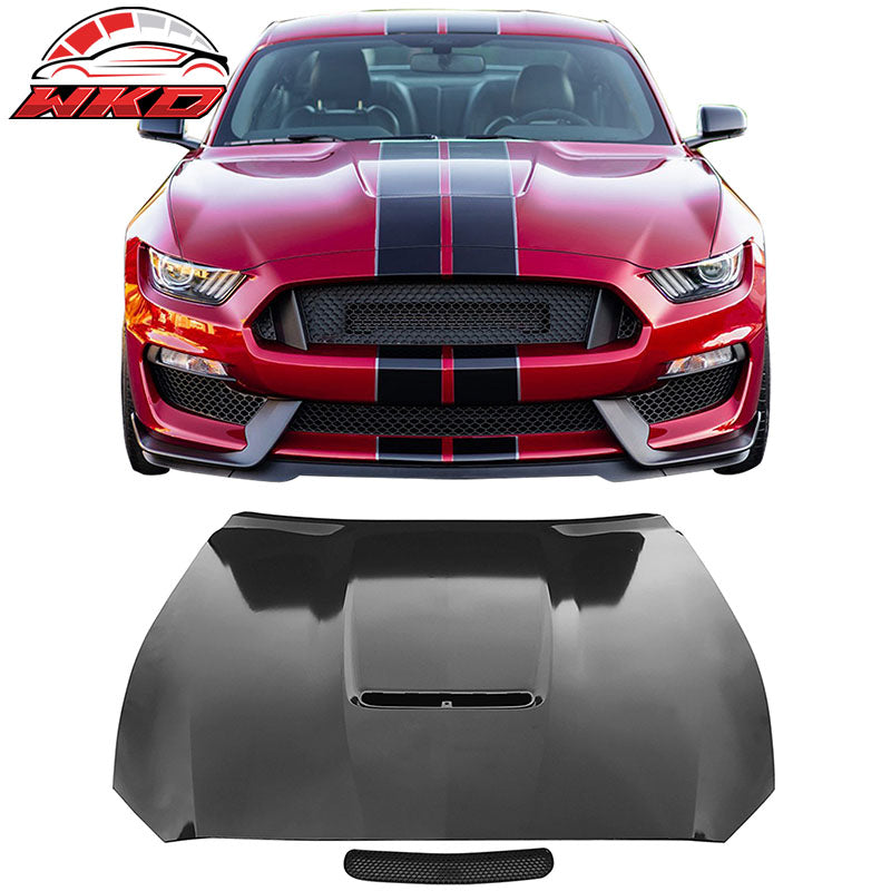Fits 15-17 Ford Mustang GT-350 Style Aluminum Front Hood Scoop Unpainted Black