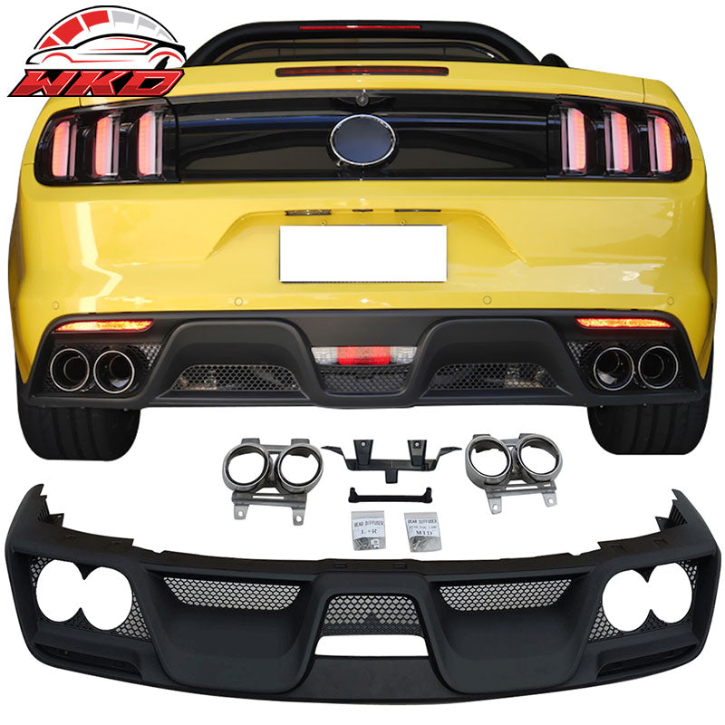 Fits 15-17 Mustang 2Dr GT-350 Style Rear Bumper Diffuser With Dual Exhaust Pipes