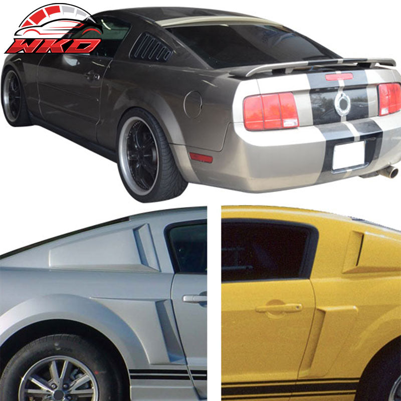 Fits 05-09 Ford Mustang Coupe Roof Spoiler + Side Fender Scoop & Window Louvers