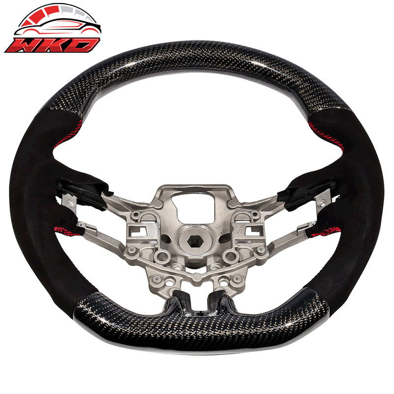 Wholesale 15-17 Mustang V1 Steering Wheel Matte Carbon Fiber Alcantara Red Stitching
