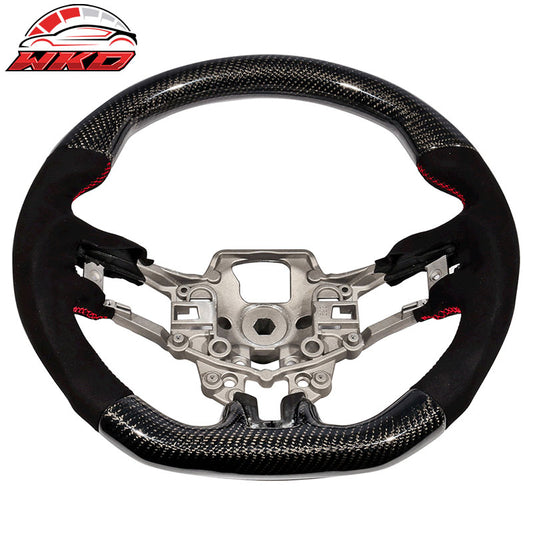 Wholesale 15-17 Mustang V1 Steering Wheel Matte Carbon Fiber Alcantara Red Stitching - Wikond Auto