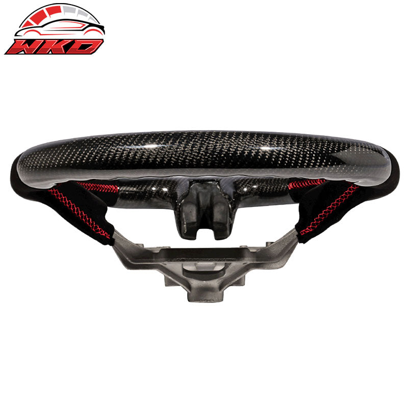 Fits 15-17 Mustang V1 Steering Wheel Matte Carbon Fiber Alcantara Red Stitching