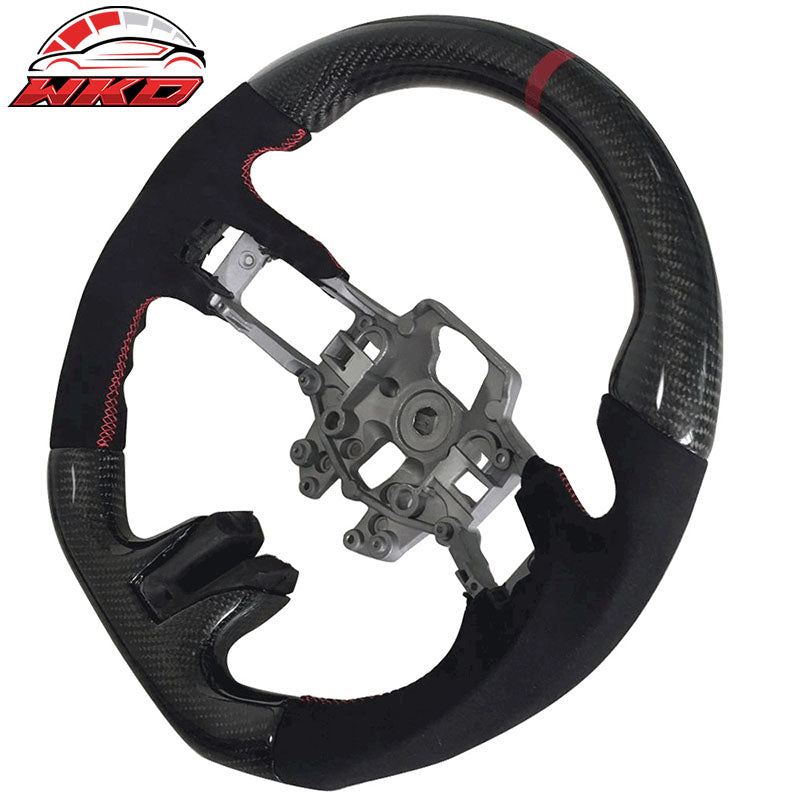 Wholesale 15-17 Mustang V3 Style Steering Wheel Matte Carbon Fiber Alcantara Red Ring