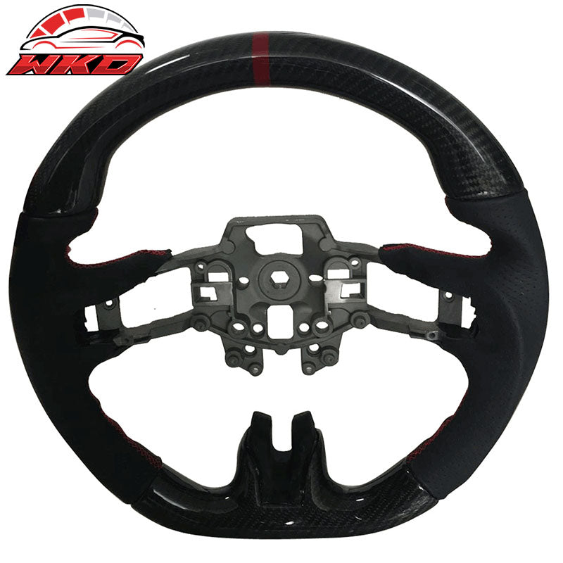 Fits 15-17 Ford  Mustang V4 Style Steering Wheel Matte Carbon Fiber W/Leather