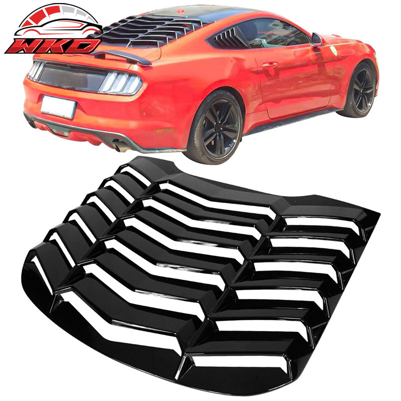 Fits 15-24 Ford Mustang IKON Style Gloss Black Rear Window Louver Sun Shade ABS
