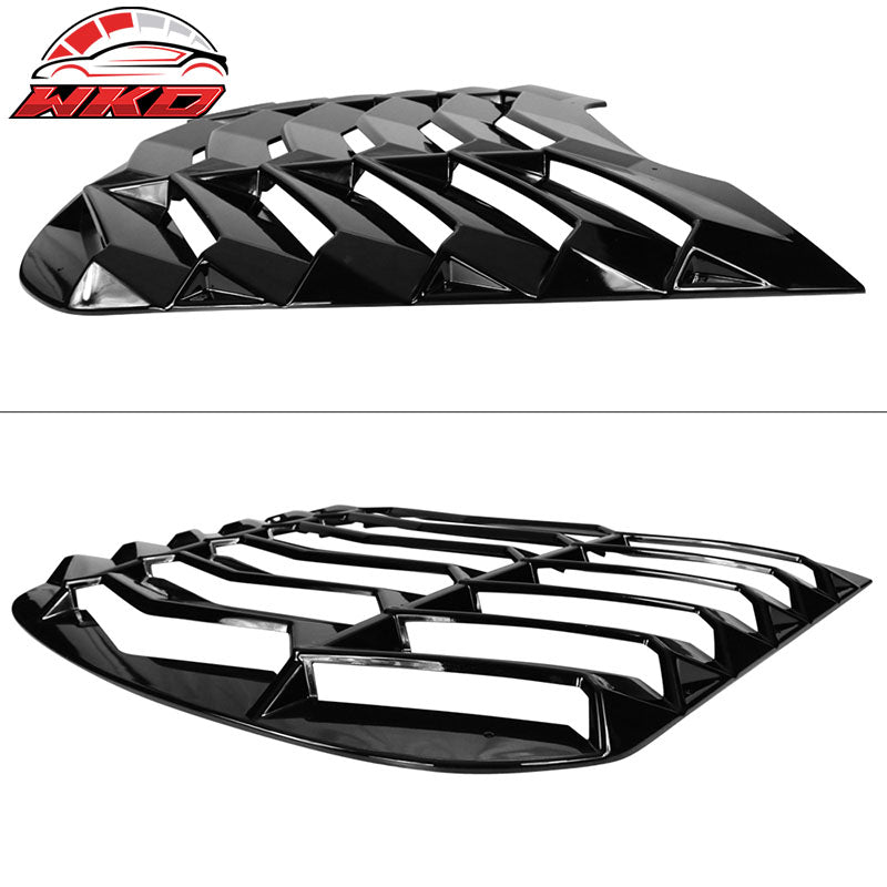 Fits 15-24 Ford Mustang IKON Style Gloss Black Rear Window Louver Sun Shade ABS