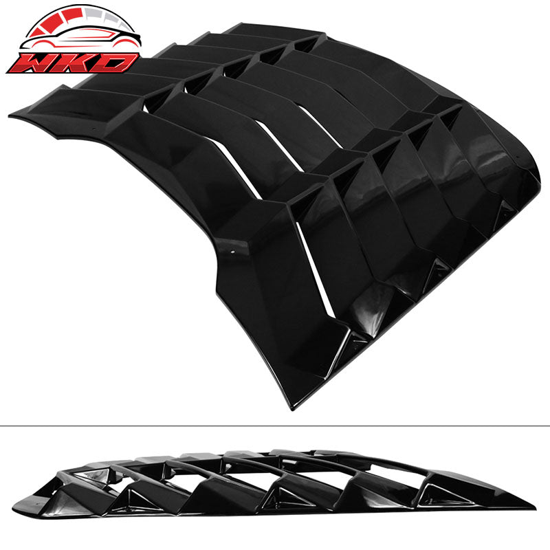 Fits 15-24 Ford Mustang IKON Style Gloss Black Rear Window Louver Sun Shade ABS
