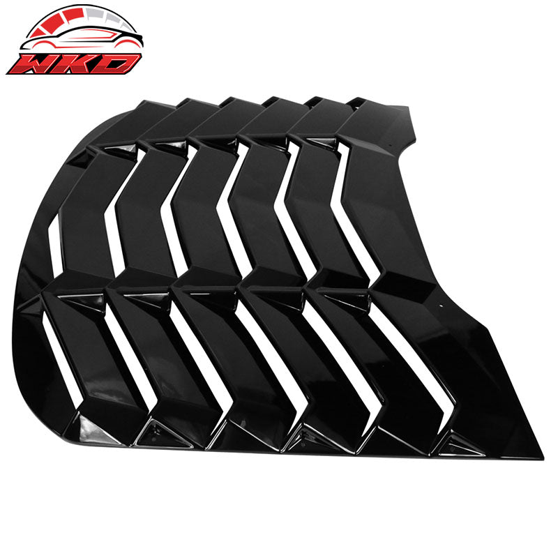 Fits 15-24 Ford Mustang IKON Style Gloss Black Rear Window Louver Sun Shade ABS