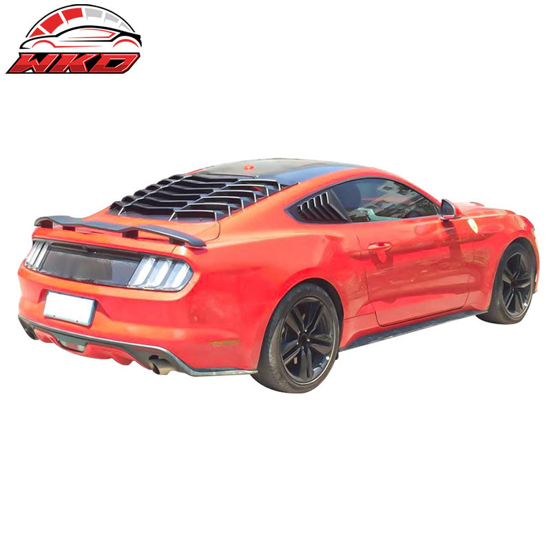 Fits 15-24 Ford Mustang IKON Style Gloss Black Rear Window Louver Sun Shade ABS