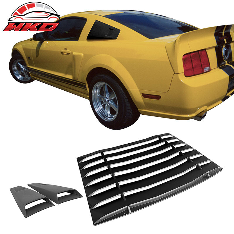 Fits 05-14 Ford Mustang IKON Style 2PCS Side Window Scoops + Rear Window Louver
