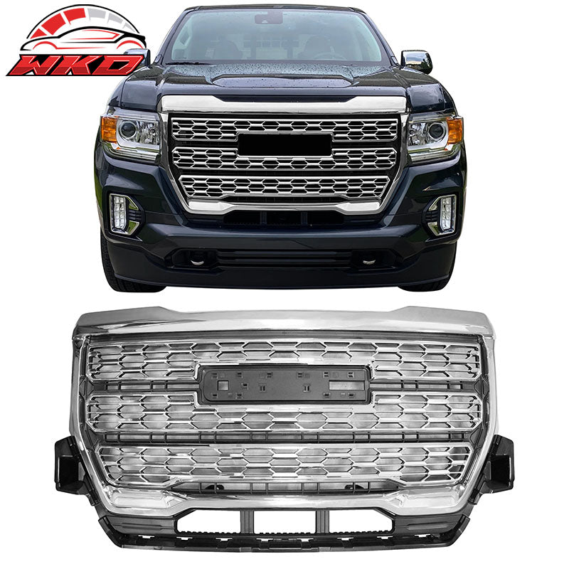 Fits 21-22 GMC Canyon Denali Style Front Bumper Upper Mesh Hood Grille Chrome