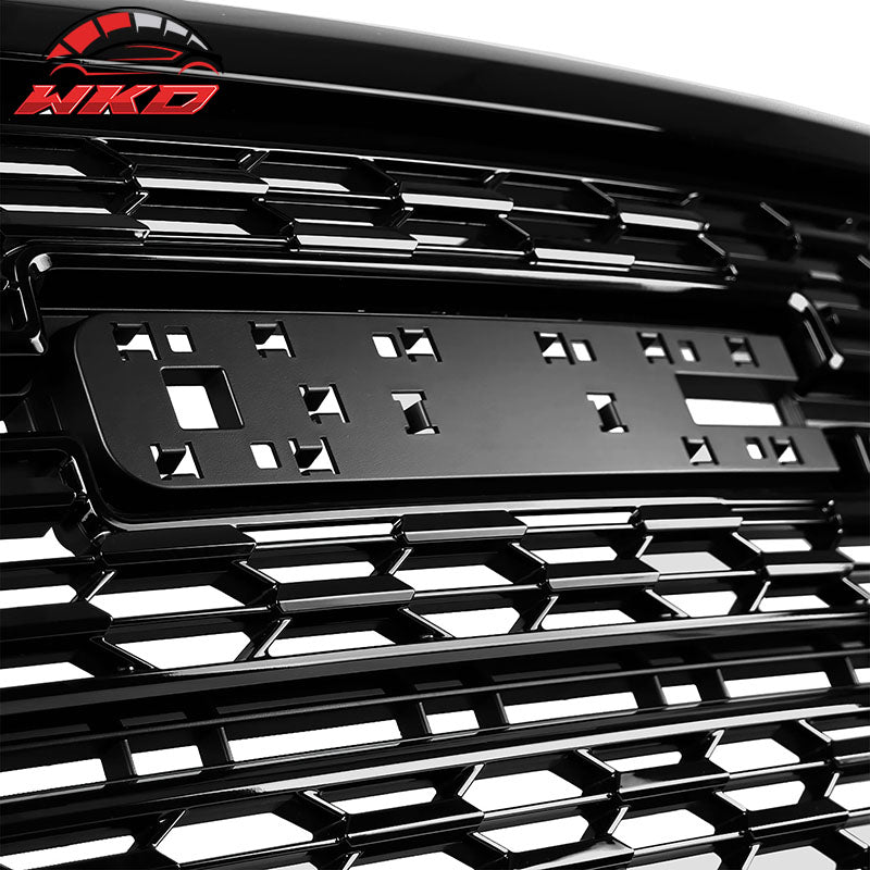 Fits 21-22 GMC Canyon Denali Style Gloss Black Front Bumper Mesh Hood Grille