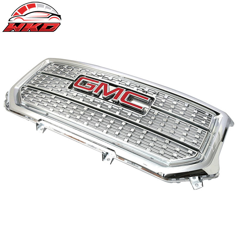 Fits 16-17 Sierra Denali Style Chrome Grille & Genuine GMC Emblem Badge 23122159
