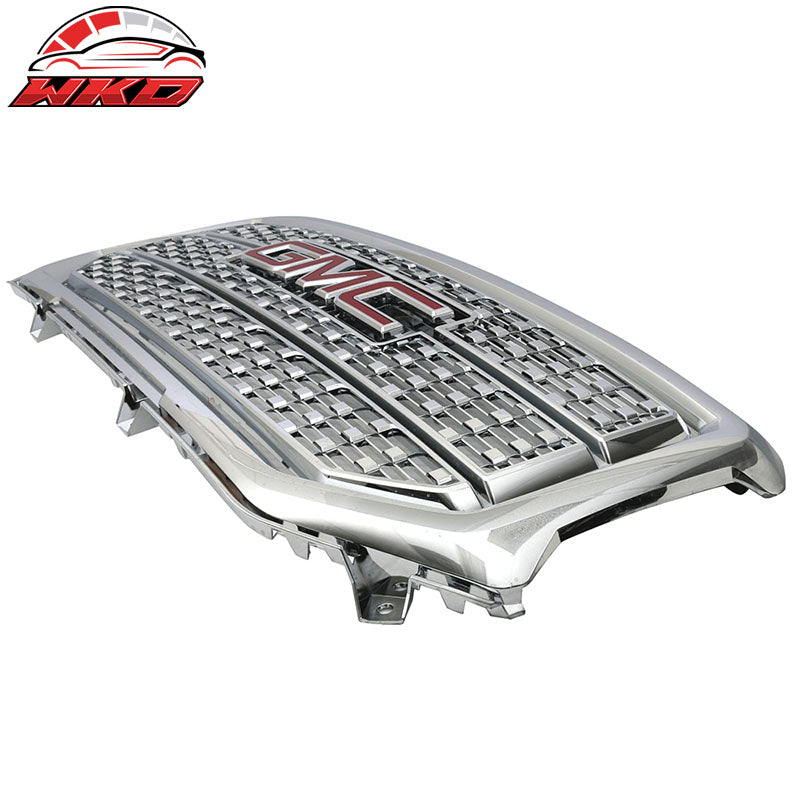 Fits 16-17 Sierra Denali Style Chrome Grille & Genuine GMC Emblem Badge 23122159