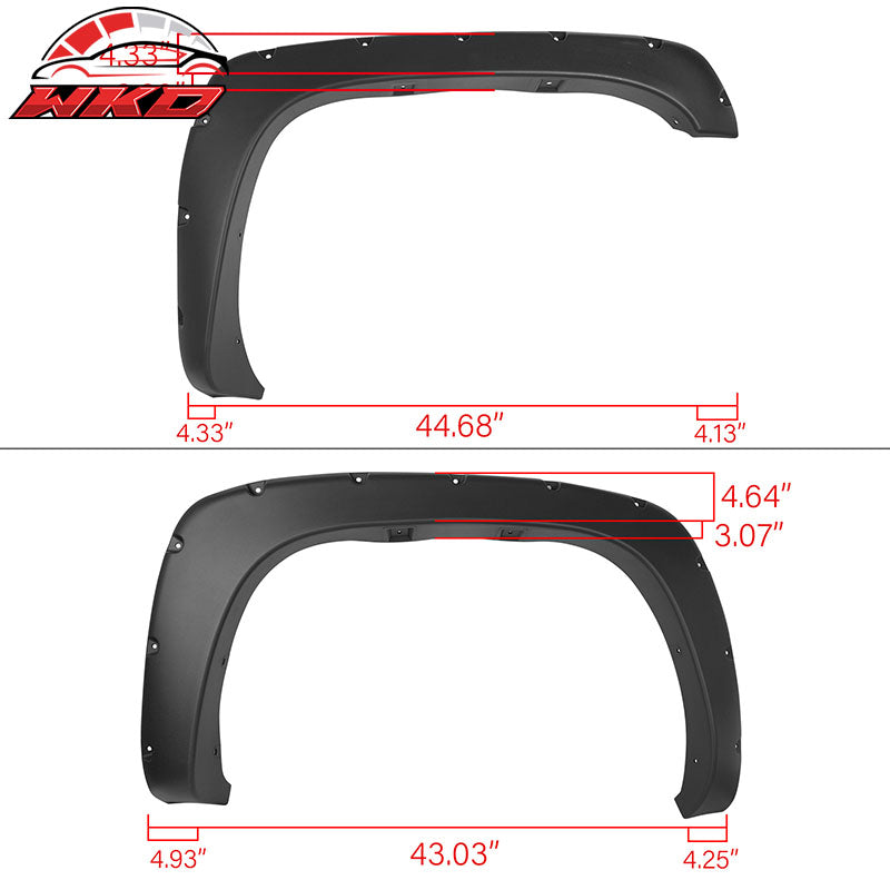 Fits 99-07 Silverado GMC Sierra Pocket Rivet Style Fender Flares PP Textured