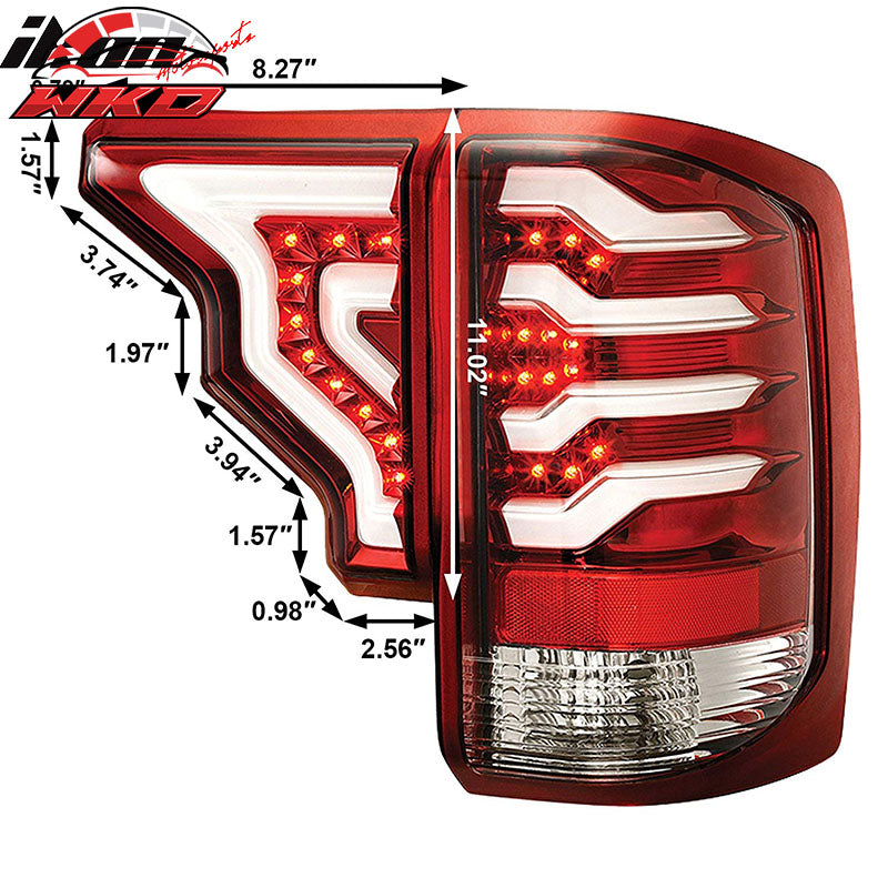 Fits 14-19 GMC Sierra 1500 2500 HD 3500 HD Replacement LED Red Tail Lights Lamps