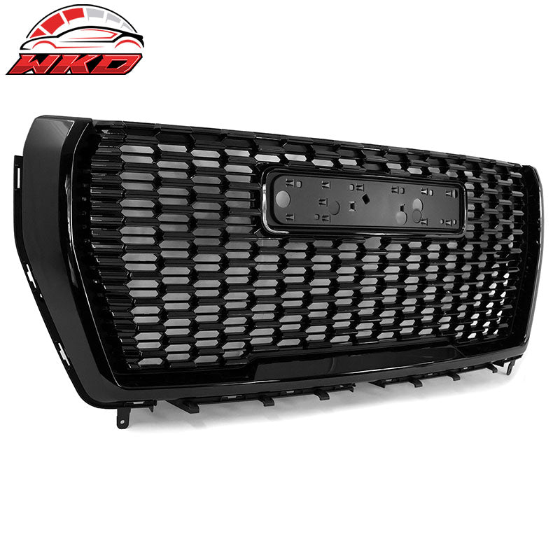 Fits 21-23 GMC Yukon/Yukon XL Denali Style Gloss Black Front Grille + Hood Guard
