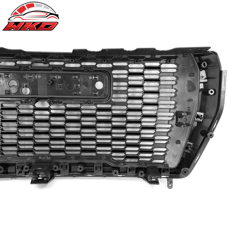 Fits 21-23 GMC Yukon/Yukon XL Denali Style Gloss Black Front Grille + Hood Guard