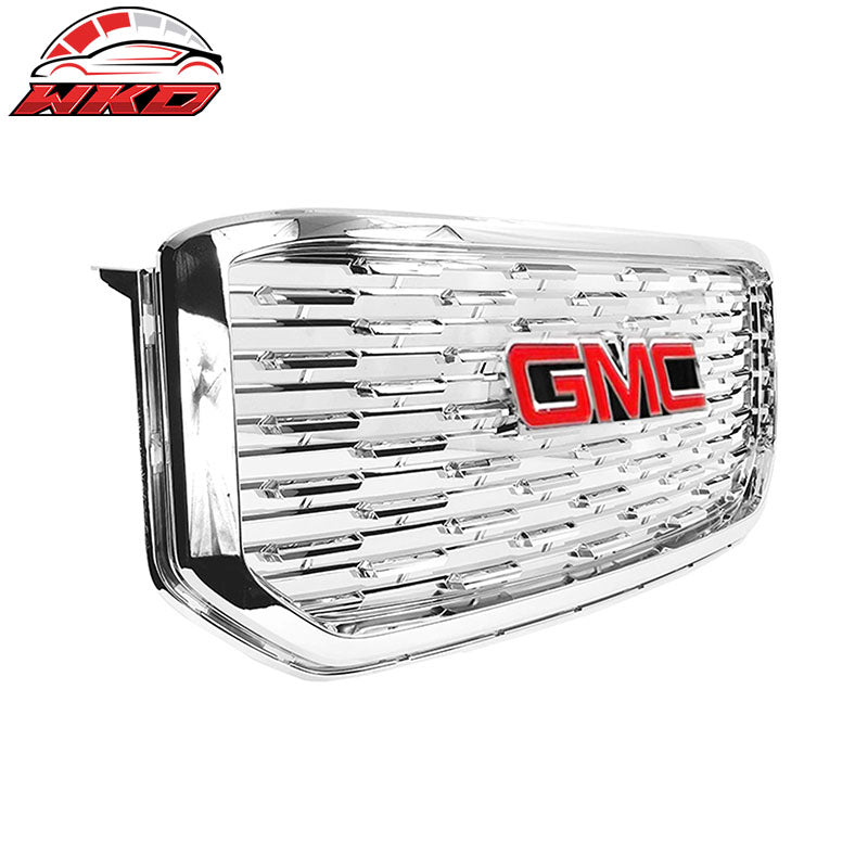 Wholesale 15-19 GMC Yukon Denali Style Front Upper Grille Chrome ABS + Red GMC Emblem