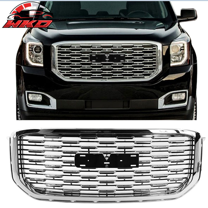 Fits 15-20 GMC Yukon Denali Style Front Upper Grille Replacement Chrome ABS