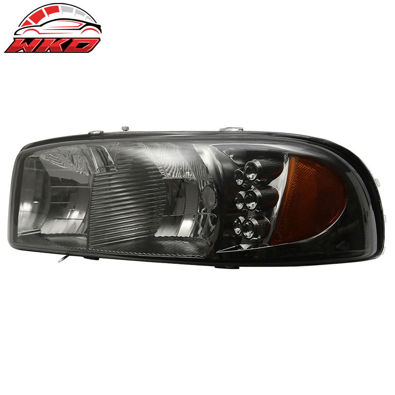 Fits 99-07 GMC Yukon LED Smoke Headlight & Bumper Lamp & Amber Reflector LH RH