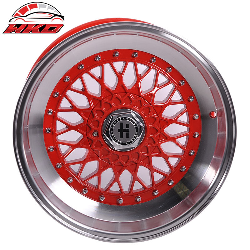 17 Inch Hayame PerWholesalemance Wheel Rims Red Face Red Machine Lip & Chrome Rivets