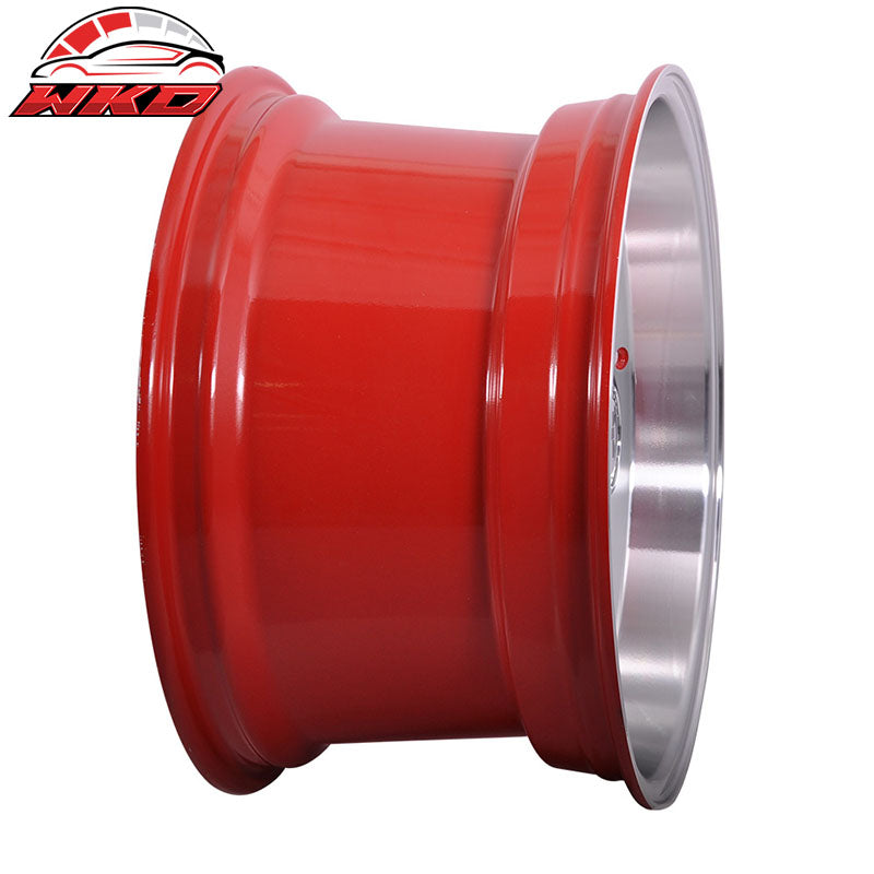 17 Inch Hayame Performance Wheel Rims Red Face Red Machine Lip & Chrome Rivets