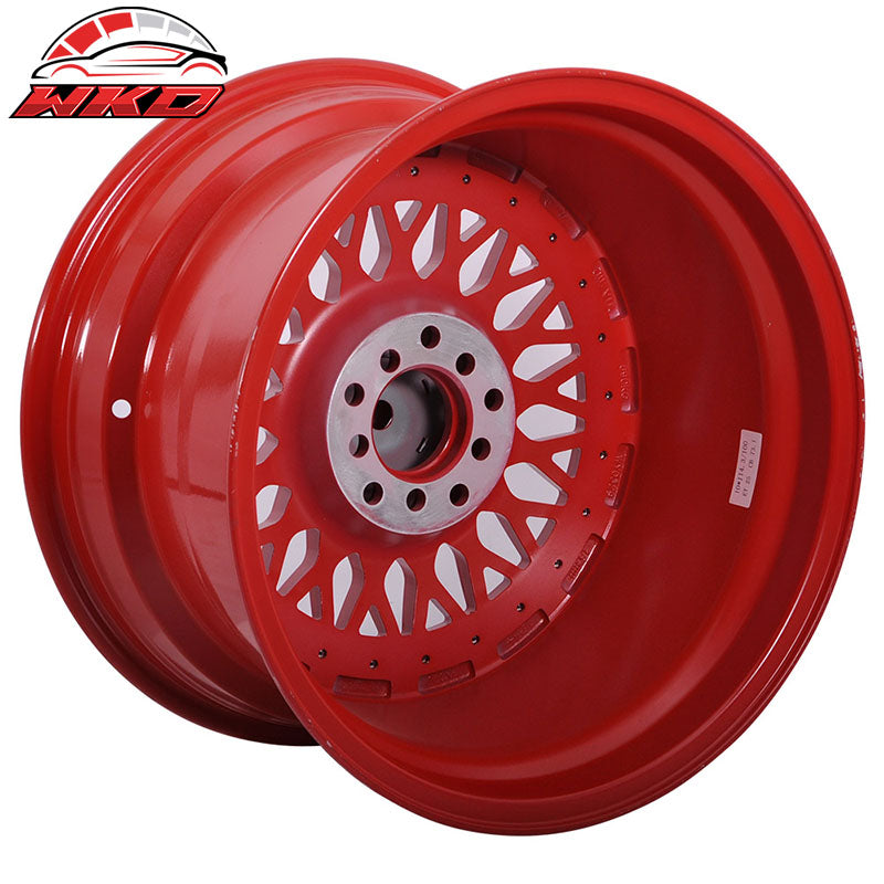 17 Inch Hayame Performance Wheel Rims Red Face Red Machine Lip & Chrome Rivets