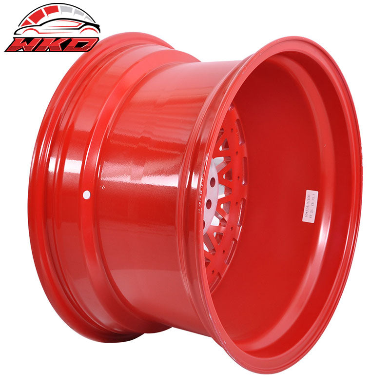 17 Inch Hayame Performance Wheel Rims Red Face Red Machine Lip & Chrome Rivets