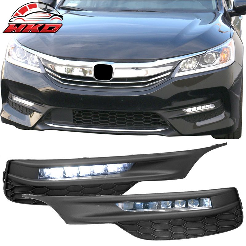 Fits 16-17 Honda Accord Sedan 4Dr Fog Lights Lamps Kit W/ Bezel Switch Wires