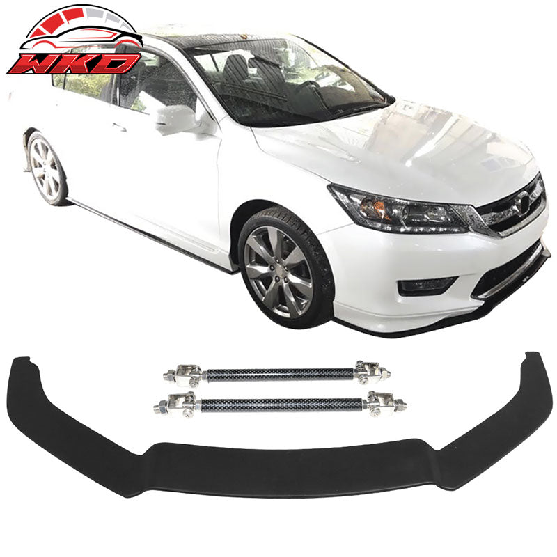 Fit 13-15 Accord Sedan Front Bumper Lip Splitter Rod Coated Textured Matte Black