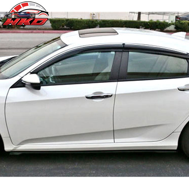 Fits 16-18 Civic Sedan IKON Original Style Front Rear Bumper Lip + Side Skirts