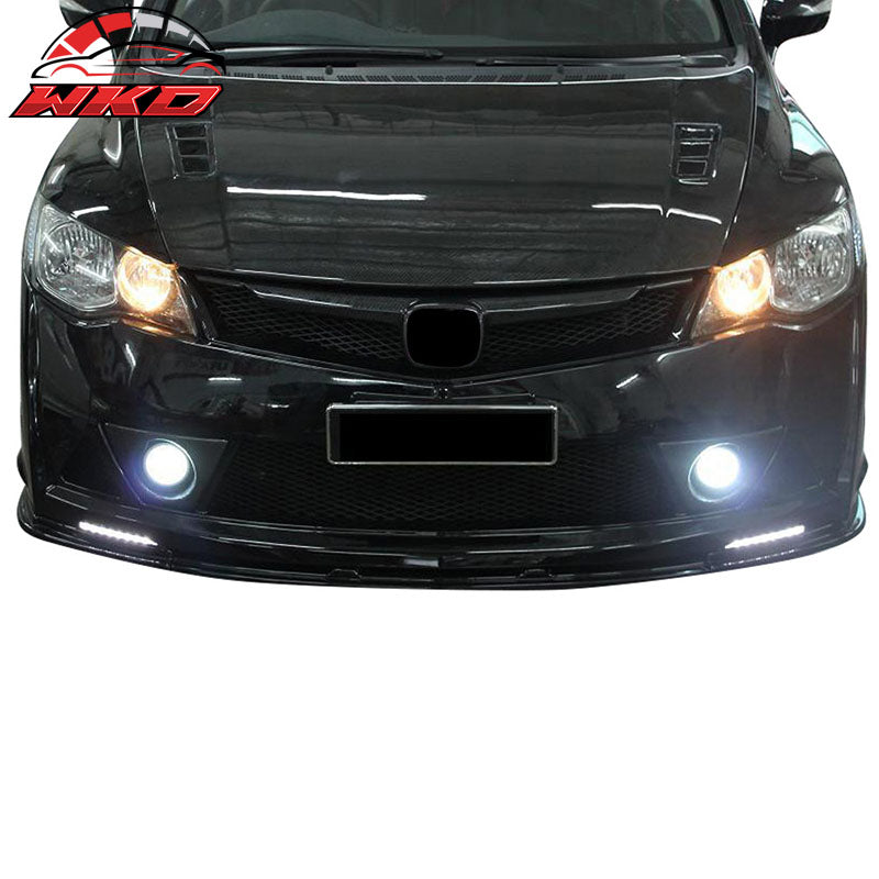 Fit 06-15 Honda Civic Sedan RR Bumper 2PC DRL Daytime Running Lights W/White LED